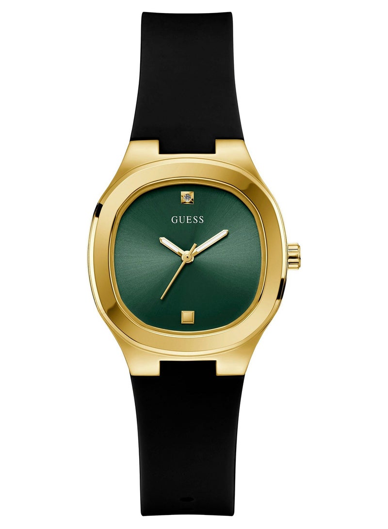 GUESS Women's Gold Analog Green Dial Silicone Strap Watch - GW0658L1 - Image 1