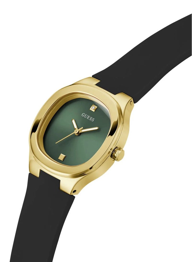 GUESS Women's Gold Analog Green Dial Silicone Strap Watch - GW0658L1 - Image 2