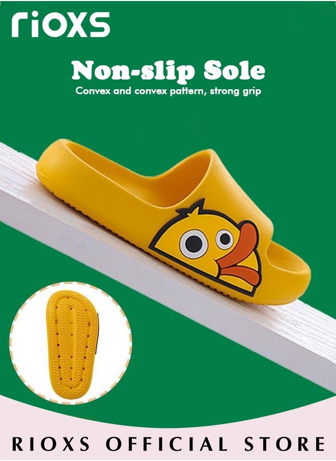 RIOXS - Unisex Kids Shower Slippers with Duck Patterns, Soft Sole Open Toe Sandals, Anti-Slip Pool Sliders, Comfortable to Wear, Great for Wearing at the Beach, Pool, or on Hot Days, Perfect Gift for Children - Image 1