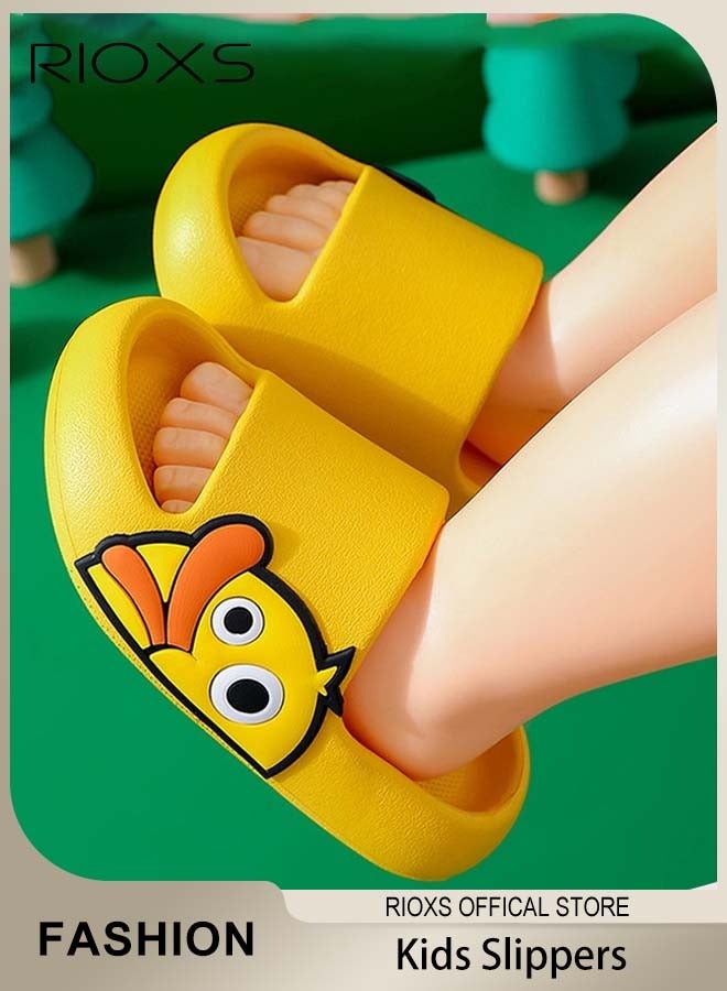 Kids Cloud Slippers with Duck Patterns, Lightweight Soft Sole Open Toe Slide Sandals for Boys and Girls, Anti-Slip Quick Dry Pool Beach Slides, Comfortable Cartoon Slip-on Shower Slippers Bedroom Shoes, Summer Indoor Outdoor Shoes for Beach, Pool, Bathroom or on Hot Days, Perfect Gift for Childre, Yellow