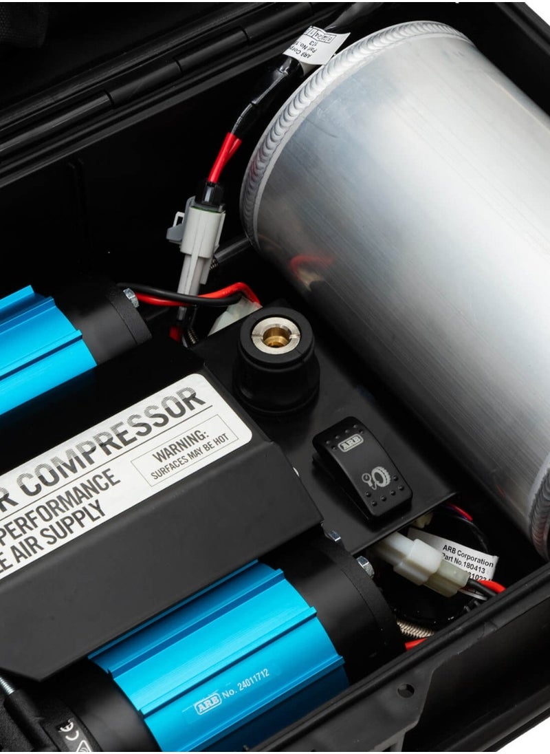 ARB ARB CKMTP12 Air Compressor 4x4 for Car, SUV, Truck - Twin Motor High Performance Tire Inflator - 135-150 PSI Integrated Air Tank - Waterproof Storage Case - 20 ft Hose with Accessories  - Image 3