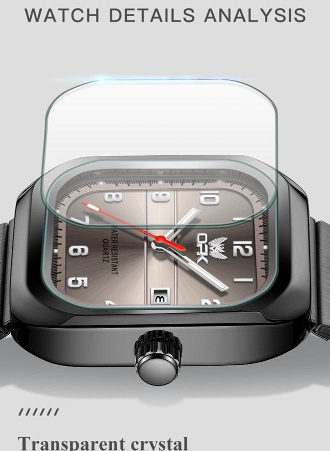 Opk Brand Watch, Stylish Business Exquisite Quartz Watch, Waterproof Single Calendar, Men'S Watch - 6040 Black Steel, Gray Dial. - Image 4