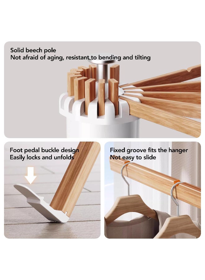 Foldable Clothes Drying Rack, Wooden Tripod Floor Stand, 16  Rods - Image 4