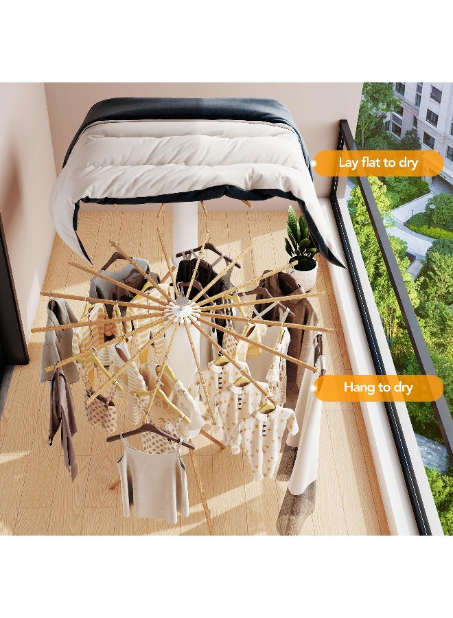 Foldable Clothes Drying Rack, Wooden Tripod Floor Stand, 16  Rods - Image 2