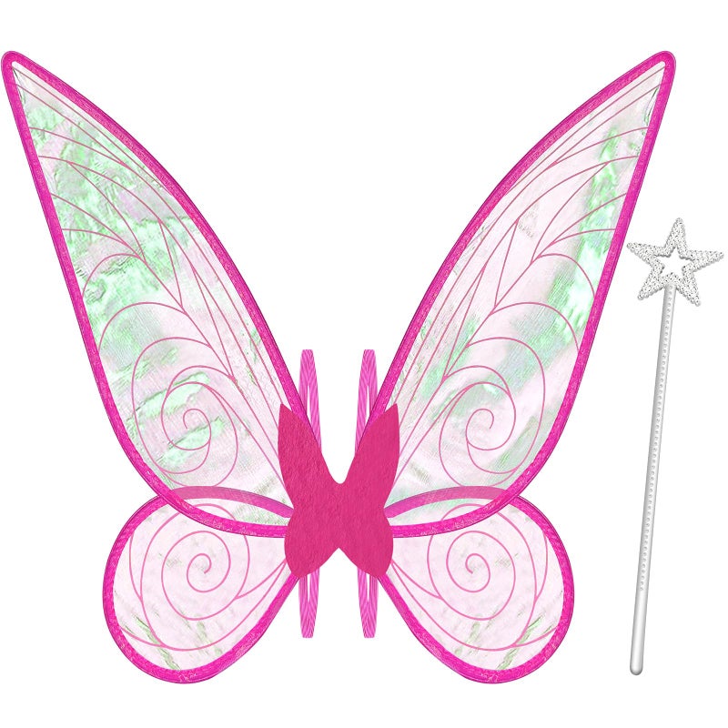 quescu Fairy Wings for AdultsButterfly Wings for GirlsAngel WingsFairy Costume for Women Halloween Dress Up Party Favor Rose - Image 2