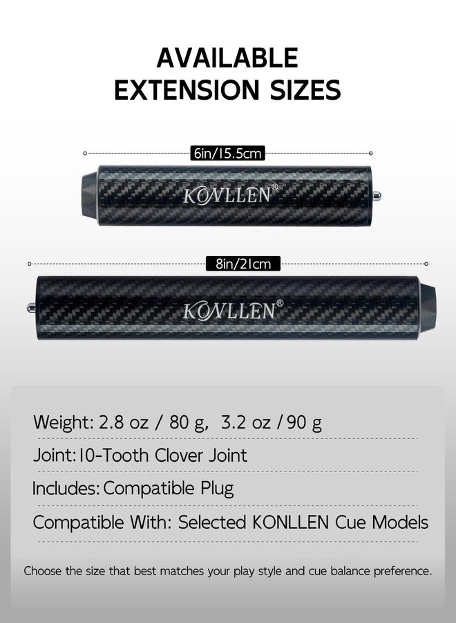 KONLLEN Original Pool Cue Extension 8'' Carbon Fiber Billiard Cue Extension Billiard Accessories for Pool Sticks - Image 5