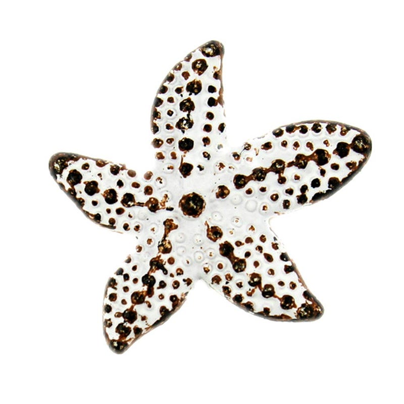 Bezelry 12 Pieces Starfish White Rust Patina Varnished Metal Shank Buttons 19mm White Rust