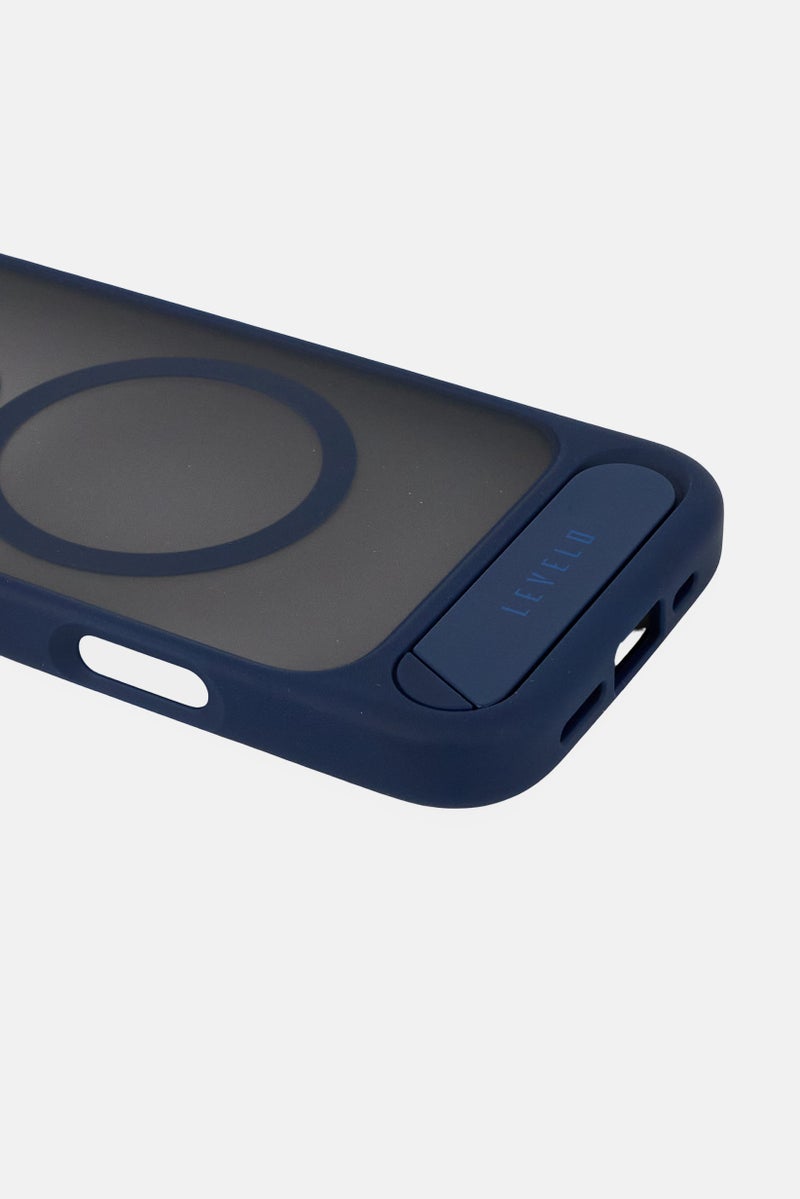 LEVELO iPhone 16 Pro Matteo Case With Bottom Stand Grip, Navy - Image 4