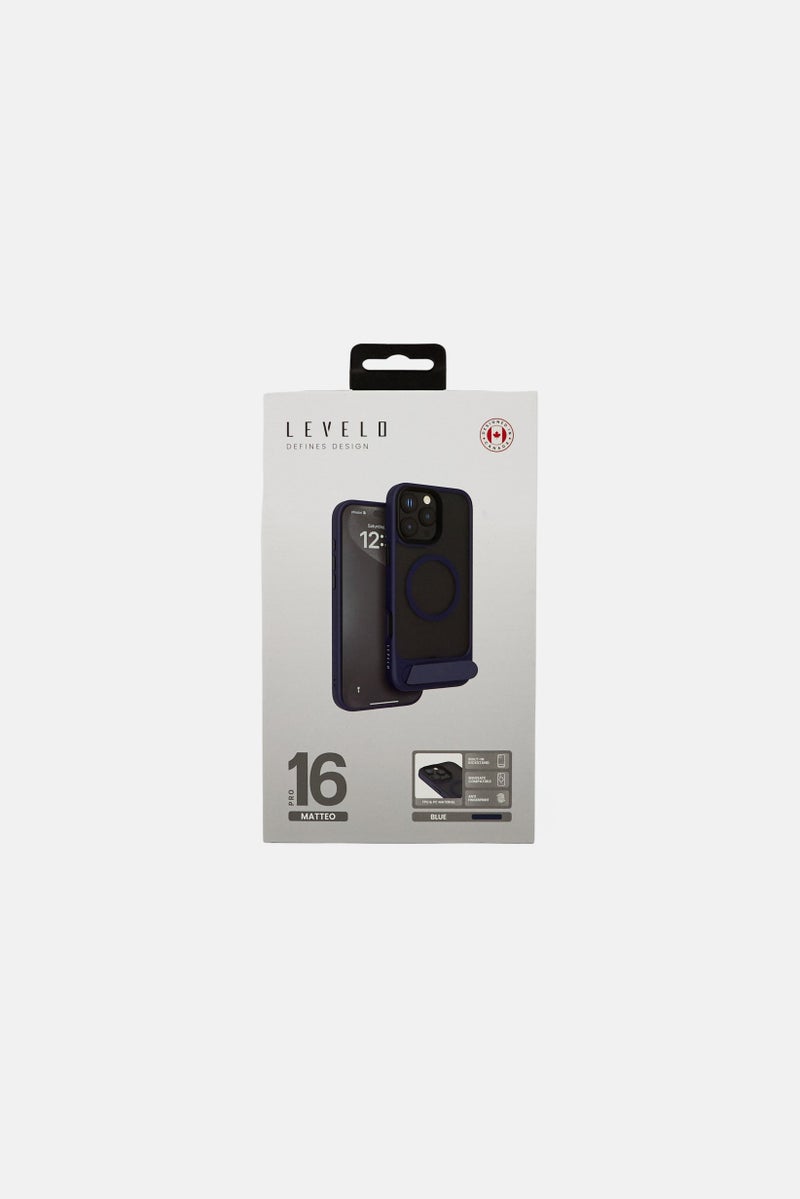 LEVELO iPhone 16 Pro Matteo Case With Bottom Stand Grip, Navy - Image 2