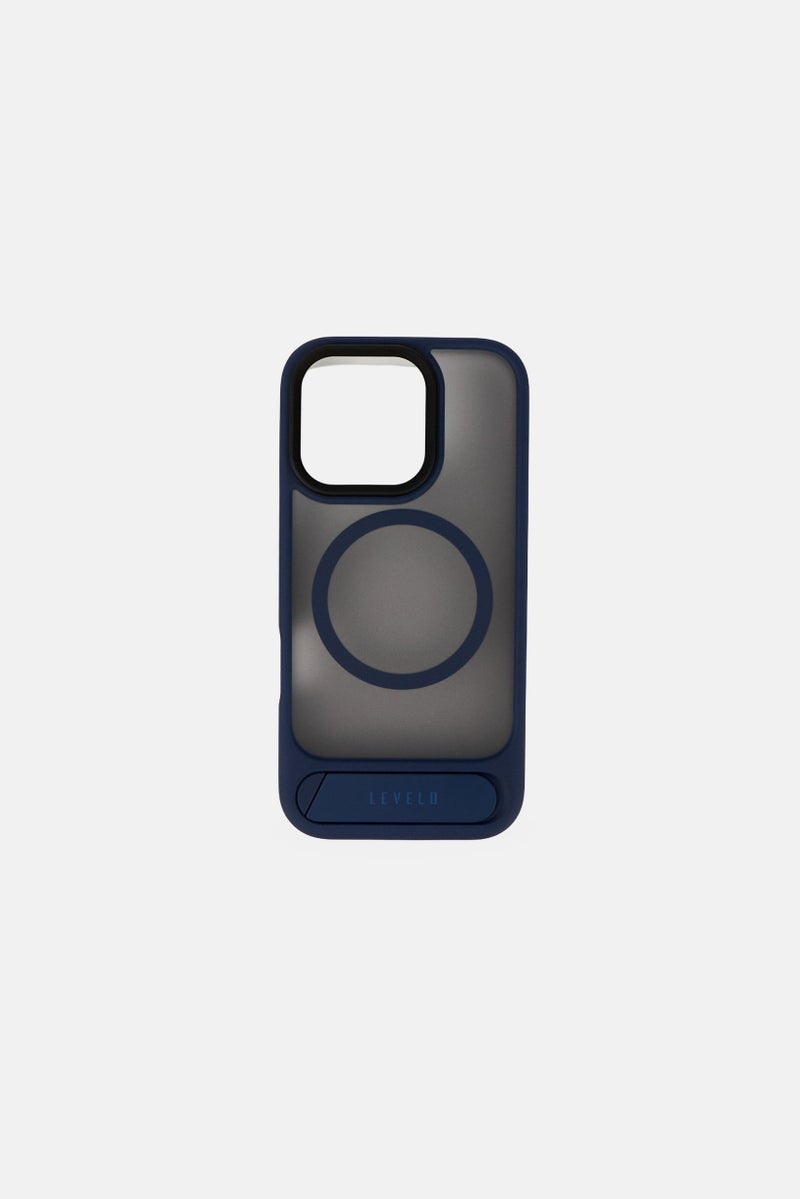 LEVELO iPhone 16 Pro Matteo Case With Bottom Stand Grip, Navy - Image 1