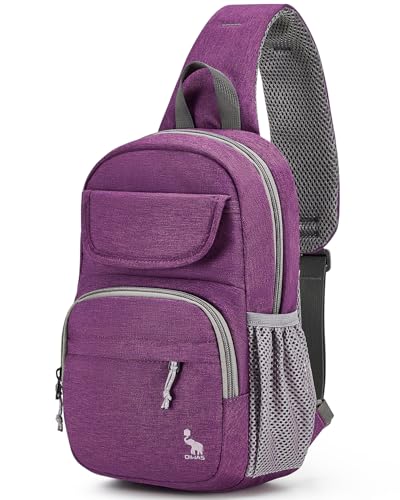 OIWAS Sling Bag Crossbody Backpack for Men One Strap Backpack Hiking Daypack Chest Bag for Women Large Capacity Water Resistant Shoulder Bags Purple - Image 1