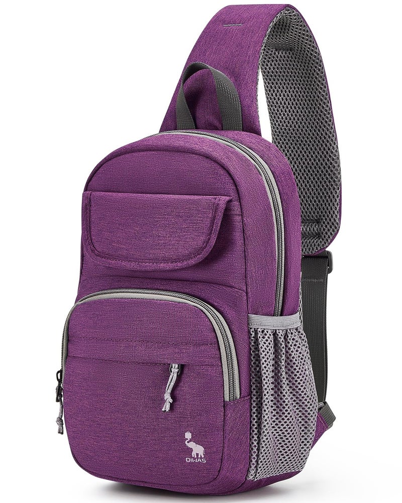 OIWAS Sling Bag Crossbody Backpack for Men One Strap Backpack Hiking Daypack Chest Bag for Women Large Capacity Water Resistant Shoulder Bags Purple - Image 2
