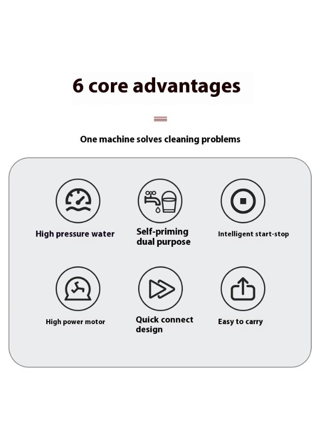 AiQi 2000W Peak High Pressure Washer - 135BAR Cleaner with 16m Hose, Foam Gun & Wheeled Design | Dual Water Intake for Car/Fence/Driveway/Patio/Home - Image 4