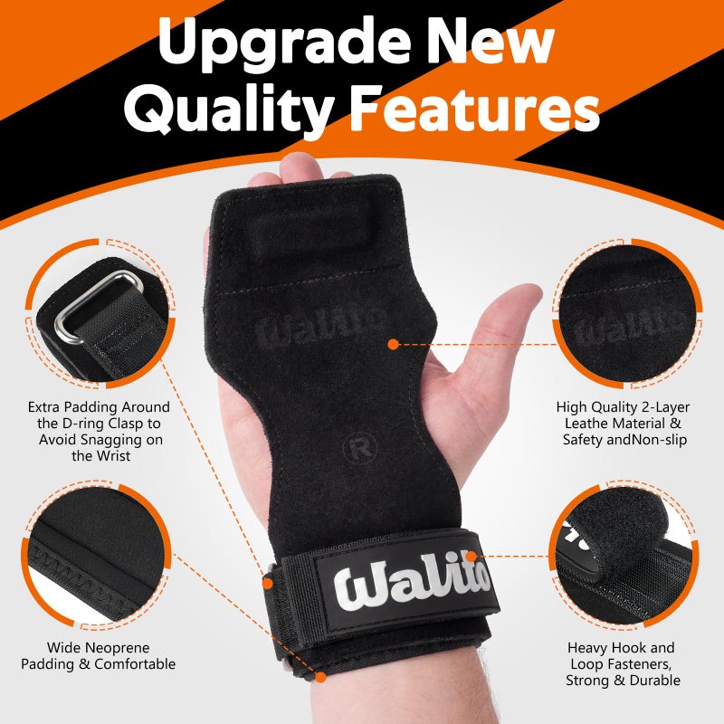 WALITO Weight Lifting Wrist Strapï¼ŒDouble Layer Leather Wrist Wraps with Neoprene Padding for Weightlifting & Deadlifts â€“ Adjustable Gym Straps for Men & Women - Image 2