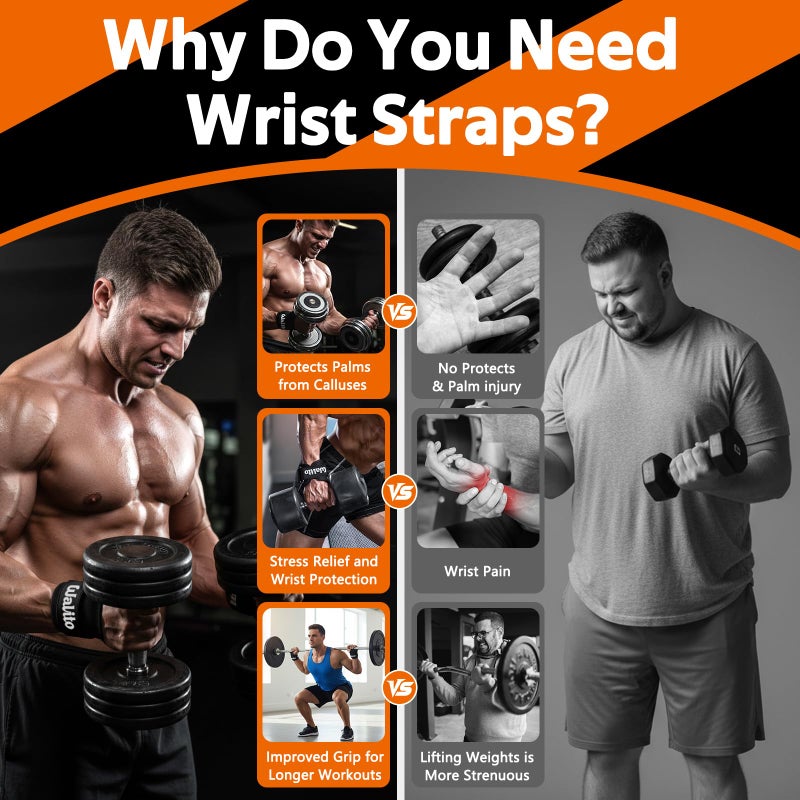 WALITO Weight Lifting Wrist Strapï¼ŒDouble Layer Leather Wrist Wraps with Neoprene Padding for Weightlifting & Deadlifts â€“ Adjustable Gym Straps for Men & Women - Image 3