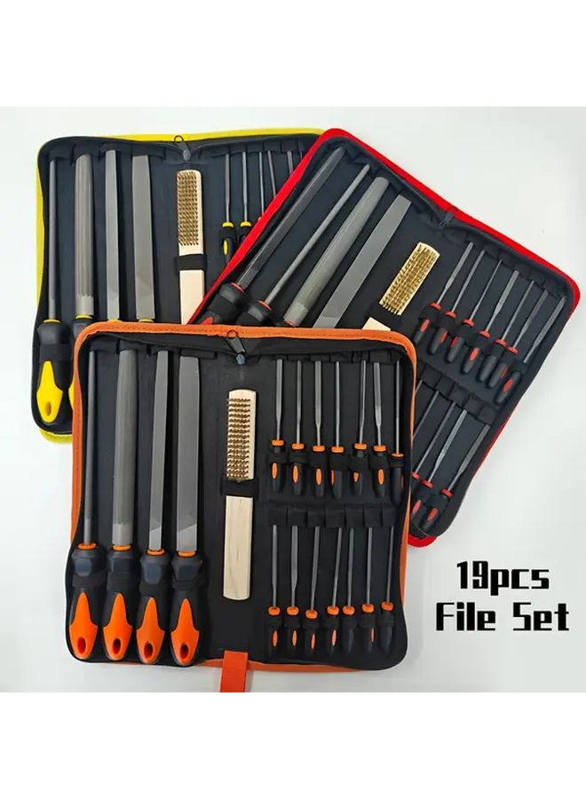 19pcs Yellow High Carbon Steel File Set For Woodworking Metalworking DIY - Image 2