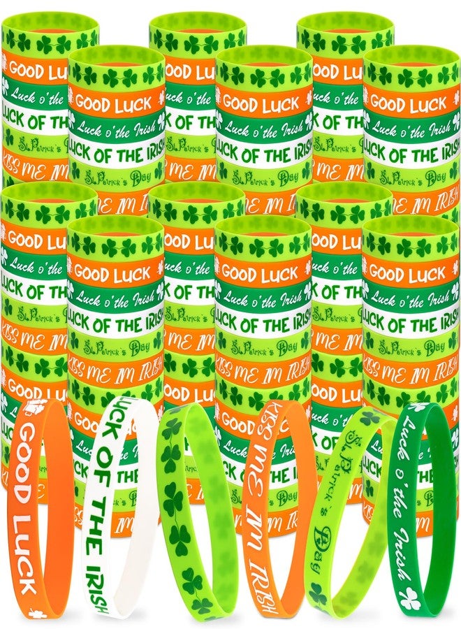 Moon Boat 144PCS St. Patrick's Day Shamrock Rubber Wristbands Bracelets - Party Favors Supplies Gifts Decorations, 6 Styles - Image 1
