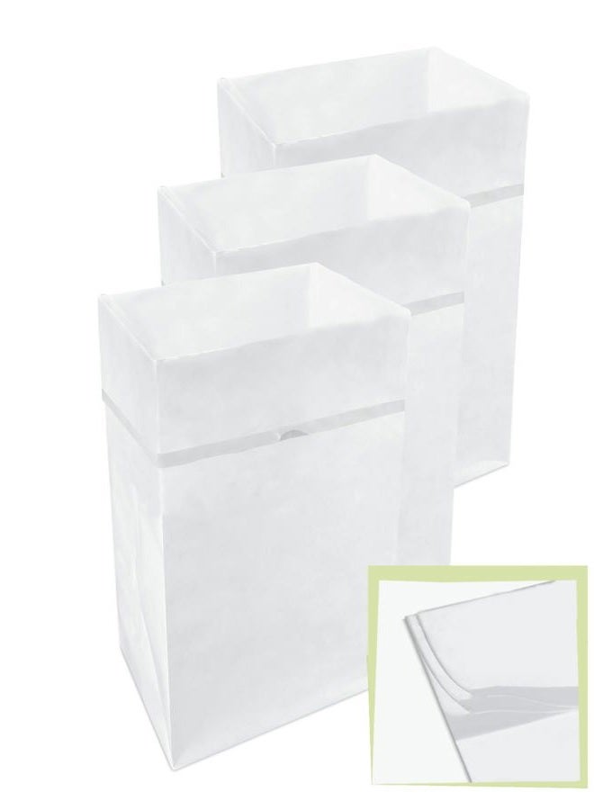 Clean Cubes (Multi-Liner 30 Gallon Trash Cans & Recycle Bins for Sanitary Garbage Disposal. Disposable Containers for Parties, Events, Recycling, and More. 3 Pack (Recycle) (White) - Image 1