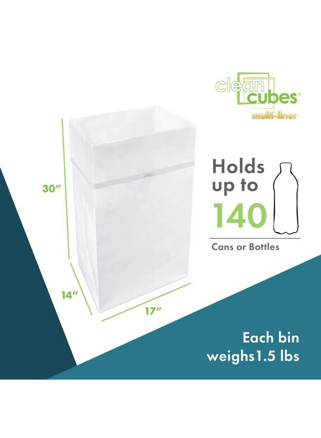 Clean Cubes (Multi-Liner 30 Gallon Trash Cans & Recycle Bins for Sanitary Garbage Disposal. Disposable Containers for Parties, Events, Recycling, and More. 3 Pack (Recycle) (White) - Image 4