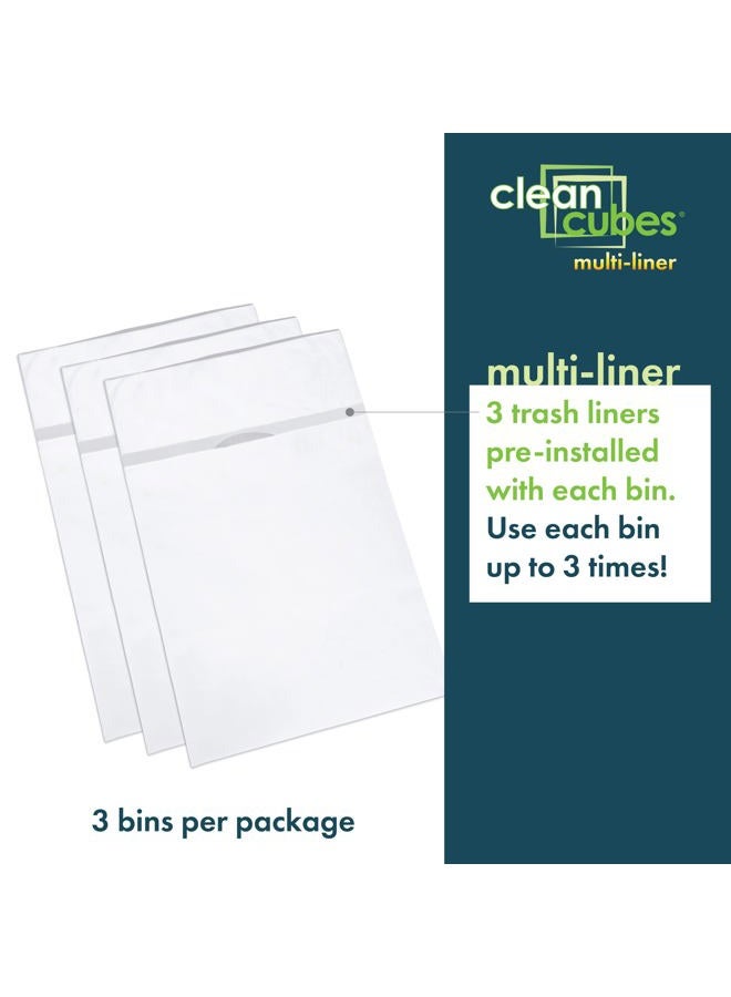 Clean Cubes (Multi-Liner 30 Gallon Trash Cans & Recycle Bins for Sanitary Garbage Disposal. Disposable Containers for Parties, Events, Recycling, and More. 3 Pack (Recycle) (White) - Image 3