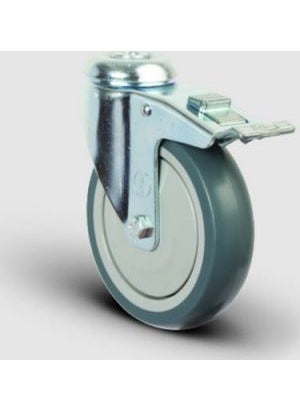 Emes - Hole Connection, Ball Bearing, Thermoplastic Rubber Light Industrial Wheel with Spherical Brake Diameter: 80 - Er04 Mbt 80F - Image 1