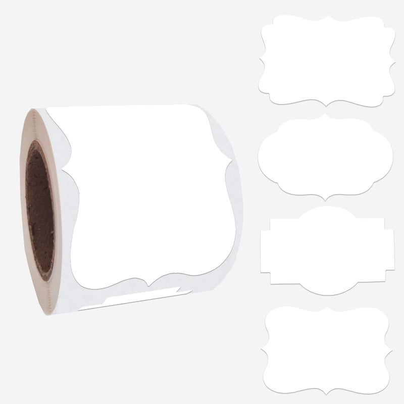SALEMAR White Label Sticker, 2x3 inch Fancy Shape Labels for Essential Oil Bottle or Food Jars, Name Tags Stickers, 200PCS(White) - Image 1