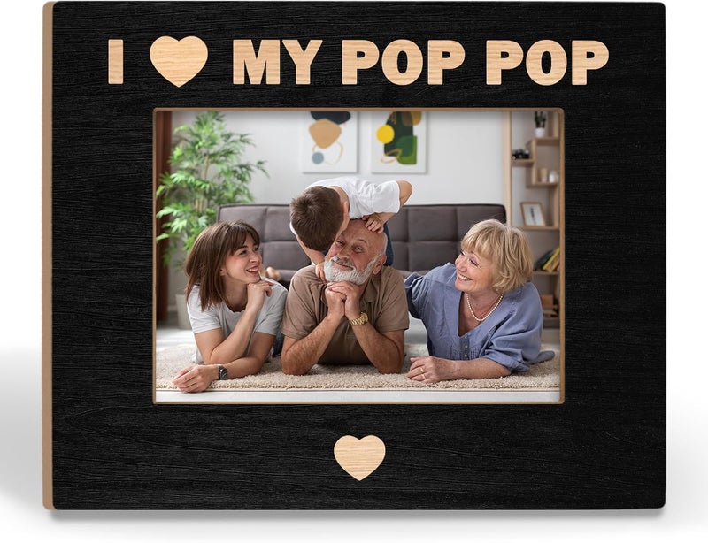 BCUANGD Pop Grandpa Picture Frames  Grandfather Gifts Photo Frame Promoted to Grandpa Baby Pregnancy Announcement Gifts Christmas Birthday Gift for New Grandfather 5x7 Picture Frame - Image 1