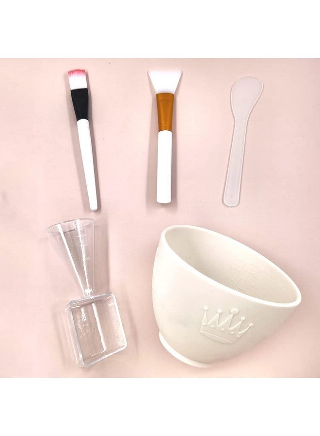 coldchill Silicone Face Mask Mixing Bowl Set Diy Facemask Mixing Tool Kit With Silicone Mask Bowl Facial Mask Brush Bowl Stick Spatula Face Mask Applicator Measuring Cup (5 Pcs＆White) - Image 1