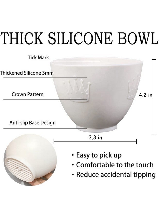 coldchill Silicone Face Mask Mixing Bowl Set Diy Facemask Mixing Tool Kit With Silicone Mask Bowl Facial Mask Brush Bowl Stick Spatula Face Mask Applicator Measuring Cup (5 Pcs＆White) - Image 4