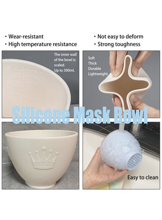 coldchill Silicone Face Mask Mixing Bowl Set Diy Facemask Mixing Tool Kit With Silicone Mask Bowl Facial Mask Brush Bowl Stick Spatula Face Mask Applicator Measuring Cup (5 Pcs＆White) - Image 2