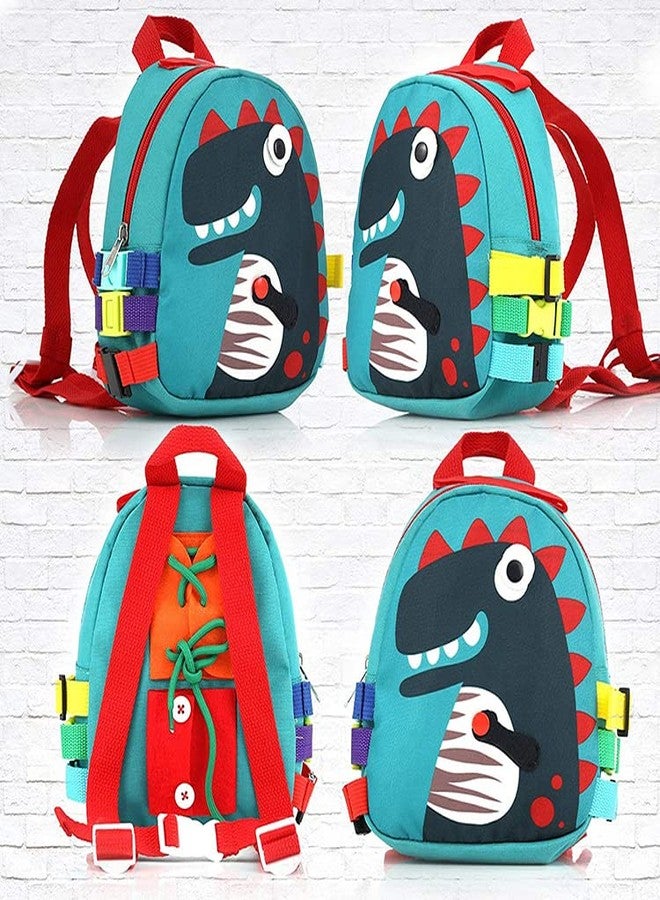 Oncarnival Toddler Backpack Montessori Education Toys for Kids Fine Motor Skills and Learn Basic Skill, Dinosaur Sensory Activities Bag & Travel Toy with Zippers, Buttons, Buckles - Image 4