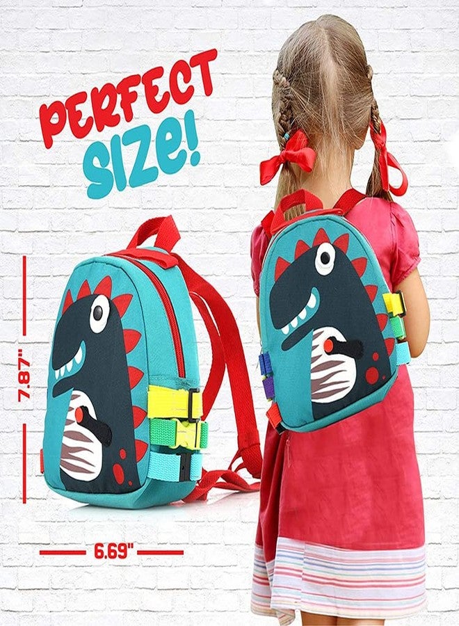 Oncarnival Toddler Backpack Montessori Education Toys for Kids Fine Motor Skills and Learn Basic Skill, Dinosaur Sensory Activities Bag & Travel Toy with Zippers, Buttons, Buckles - Image 2