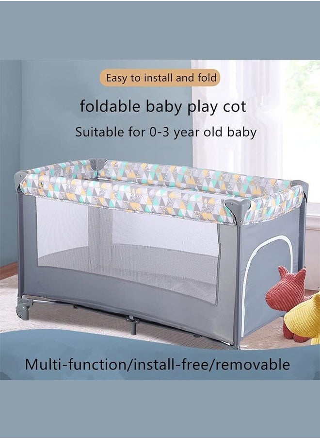 WEMART 2 In 1 Baby Crib, Portable Playard, Foldable Travel Bed Playpen, Travel Crib Nursery Center for Infant with Comfortable Mattress and Carry Bag  - Image 2