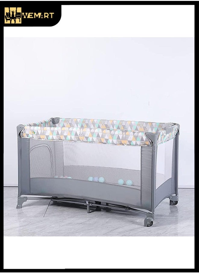 WEMART 2 In 1 Baby Crib, Portable Playard, Foldable Travel Bed Playpen, Travel Crib Nursery Center for Infant with Comfortable Mattress and Carry Bag  - Image 1