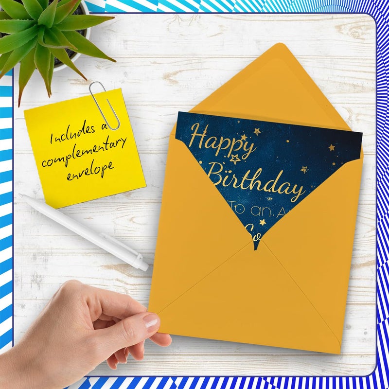 Stuff4 Gold Son in Law Birthday Card - Golden Gifts - Happy Birthday Card for Son in Law from Mother Mom Father Dad  5.7 Inch Golden Bday Greeting Cards - Image 5