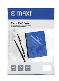 Maxi 100-Piece Clear Binding Cover A3 Size 200 Micron Thickness  - Image 1