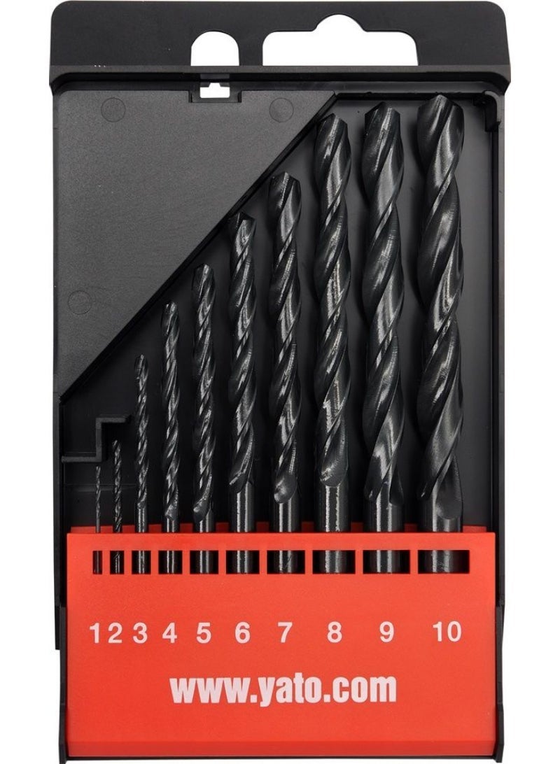 YATO HSS Twist Drill Bit 10pcs/set 1-10mm Plastic Box  YT-4461