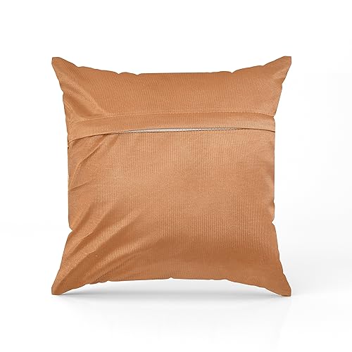 HOMECROWN Velvet Cushion Covers 16x16 Inch – Set of 2 Pcs, Golden Feather Print, Soft Faux Fur Decorative Throw Pillow Covers for Sofa, Couch, Bed, Living Room (Golden) - Image 5