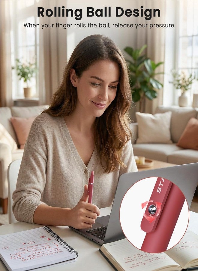 STAGEEK Red Gel Pens, 6Pcs Quick Dry Red Ink Pens with 3 Extra Refills, Fine Point Retractable Smooth Writing Pens for Journaling, Note Taking, School Supplies, Nurse Aesthetic, Office(Red) - Image 5