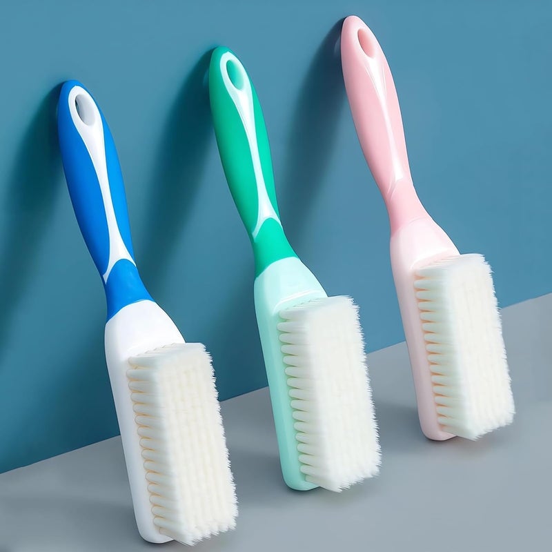 Laundry Brush for Stain Removal, Fabric-Safe Soft Scrub Brushes, Gentle Cleaner for Clothes, Shoes, Sneakers, Cotton, and Delicate Fabrics, Long Handle for Easy Use, 3 Pack - Image 1