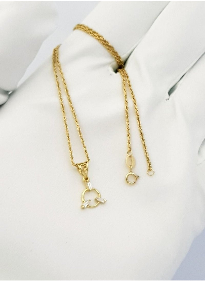 Hamsa.ae - 18K Pure Gold Ring Zircon Stone Necklace - Image 1
