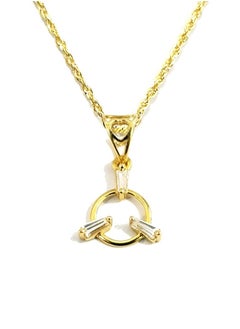 18K Pure Gold Ring Zircon Stone Necklace