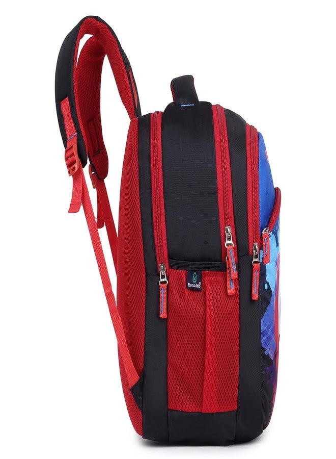 Ronaldo School Bag 17 Inch Printed Picnic Tuition Daypack Lightweight Casual Backpack Boys And Girls (Black) - Image 4