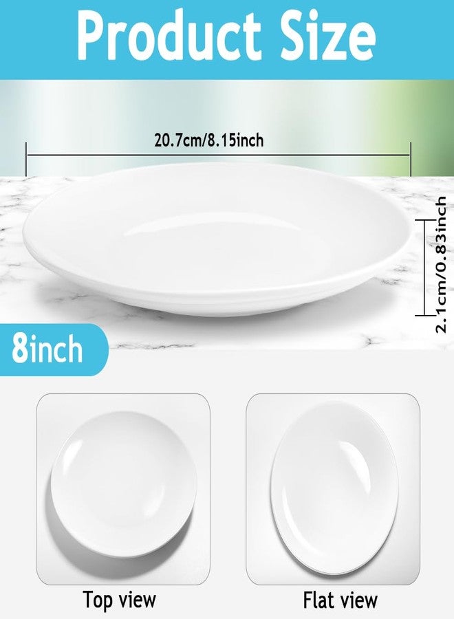 Vyndicca 6PCS Ceramic Appetizer Plates, 8 Inch White Ceramic Plate, Round Porcelain Serving Plates, Microwave Dishwasher Safe, Porcelain Salad Plate Small Dinner Plates for Appetizers Dessert Salad - Image 2