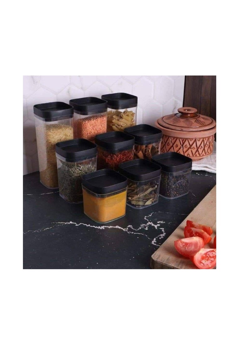 9 Pieces Square Durable Clear Moistureproof Acrylic Food Storage Containers Cereal Storage Canister Set H - Image 2