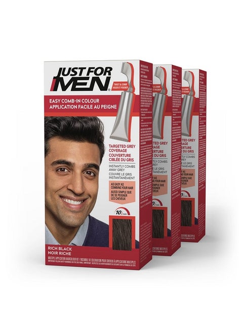 Ust For Men Easy Combin Color Mens Hair Dye Easy No Mix Application With Comb Applicator Rich Black A65 Pack Of 3