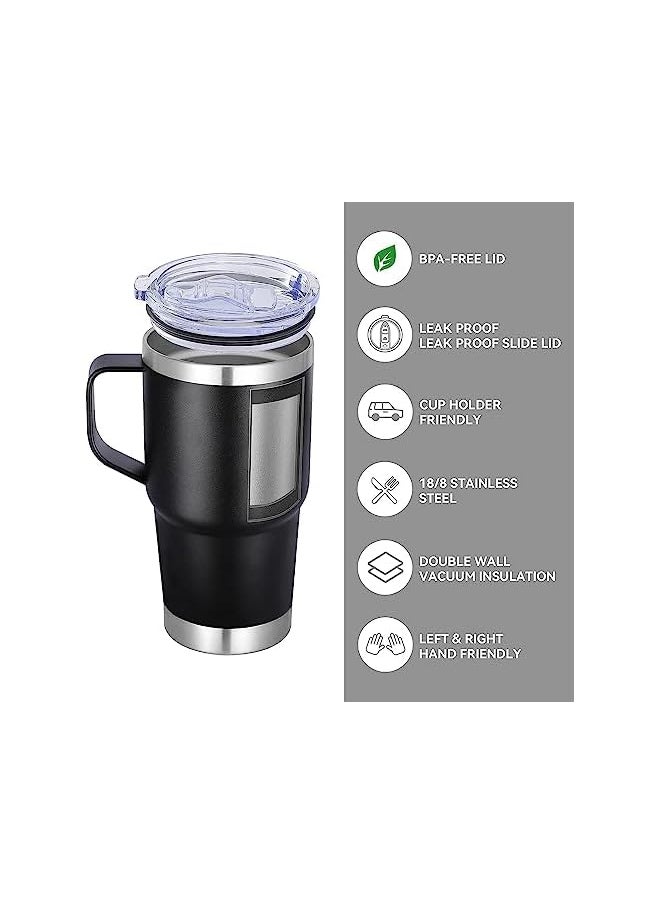 erorex - Mug 900Ml Stainless Steel Tumbler With Handle And Lid Vacuum Insulated Double Wall Vacuum Travel Coffee Mug Leakproof Coffee Cups Reusable (Black) - Image 1