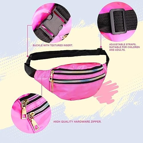 WILDPARTY 80s Costume Accessories Women, T-Shirt Tutu Fanny Pack Headband Earring Necklace Fishnet Gloves Legwarmers Pink - Image 4