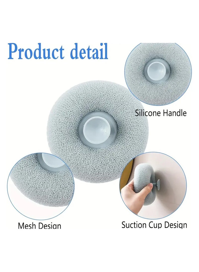 Goolsky Exfoliating Shower Brush with Suction Cup - Massage Bath Sponge Ball, Wall-Mounted Loofah for Men & Women - Image 1
