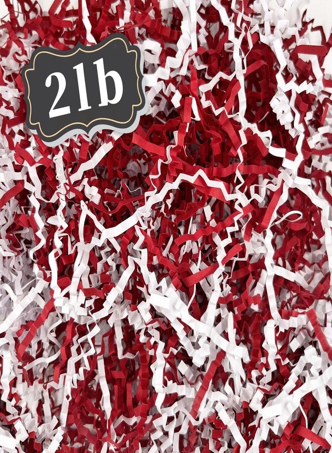 ZEBMOON 2 LB Red White Crinkle Cut Paper Shred Filler Great for Gift Wrapping, Basket Filling, Birthday, Wedding, Halloween, Thanksgiving, Christmas Day, New Year Party Decorations Filling Supplies - Image 1